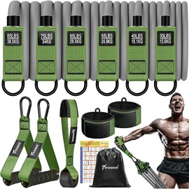 Resistance Bands, 350lbs/450lbs Heavy Exercise Bands with Handles, Workout Bands Set for Working Out Men, Fitness Weight Bands for Strength Training, Stretching, Slim, Physiotherapy - Color: Green, Size: 350LBS