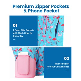 maamgic Swim Trunks Men 2 in 1 Mens Bathing Suit 7 Inch Quick Dry Mens Swimming Trunks with Zipper Pockets