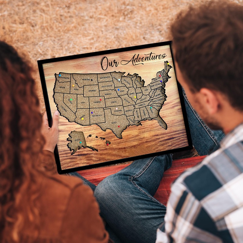 flinelife Usa Map, 12x10, Cork Board Usa Travel Map, Map
