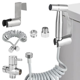 PYserne Bidet Hand Shower Set, Stainless Steel Hand Shower, Toilet, Toilet Shower with G1/2 Inch Valve and One G3/8 Inch for Toilet Personal Hygiene