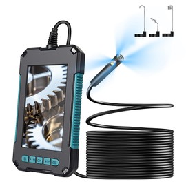 Dual-Lens Endoscope Camera with Light,IP68 Waterproof Inspection Camera,1080P HD Borescope with 4.3'' IPS Screen, 16.5FT Rigid Sewer Camera Handheld Snake Camera Tools for Men Women