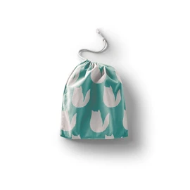 Le Jardin du Lin Printed Cotton Bags with Drawstring, Shopping Bag, Fabric Bag, Fabric Bag, Vegetable Bag, Reusable, Environmentally Friendly, Multipurpose, Foldable, Size: 20 x 30 cm