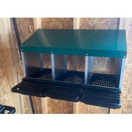 RNL RabbitNippLes.com 3 Hole Chicken Nesting Boxes Metal Chicken Egg Laying Nest Box with Perch