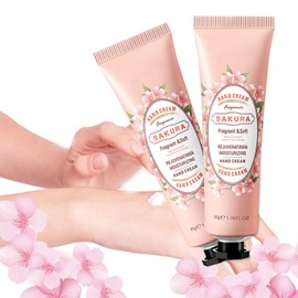 Cherry Blossom Hand Cream, Hand Moisturising Cream for Rough, Stressed Skin, Gentle Care Cream for Dry Hands, Birthday Gift, Christmas Gifts for Women, Men, Mum, Grandma, 2 Pieces