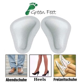 Green Feet 2 Pairs Orthopaedic Metatarsal Pads White Leather Pads in T-Shape Splayfoot Unisex Adult Insole Double Pack (White, Numeric_41), White