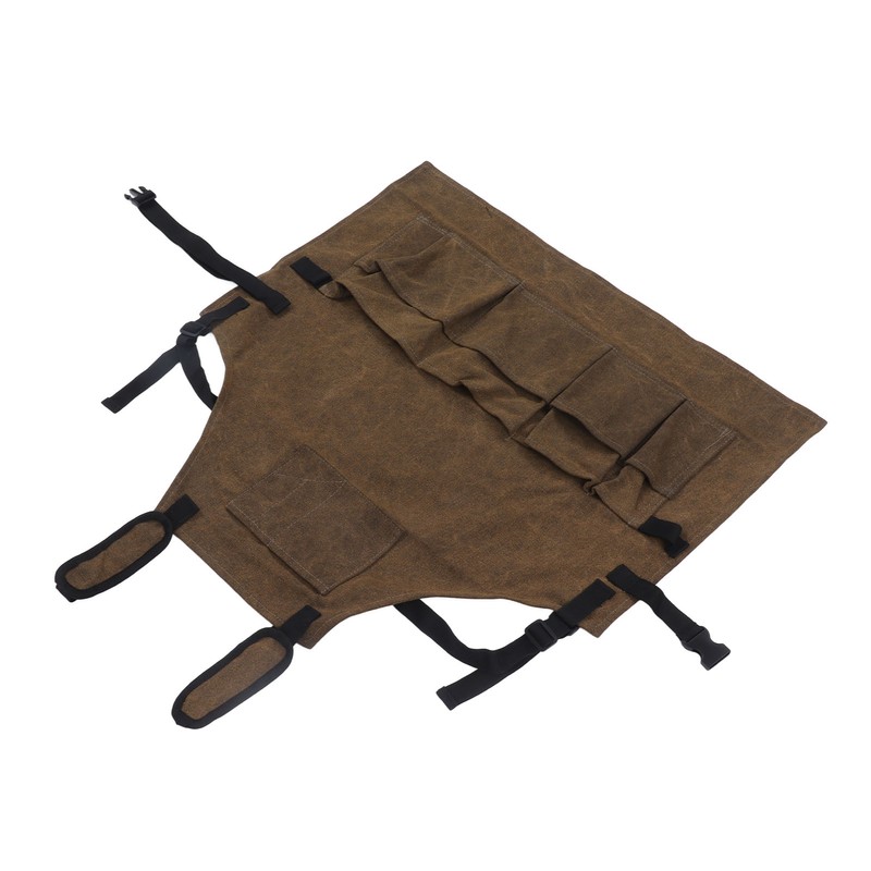 Woodworking Shop Apron Large Capacity Pocket Adjustment Shoulder Straps Waxed