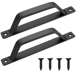 Xingwenhao Sliding Door Handle, 2 Pieces D-shaped Door Handles, Black Barn Door Handles, 200 mm Sliding Door Handles for Garage, Shed, Door, Cabinet, Wardrobe, Door Accessory Handle, Pulls Door