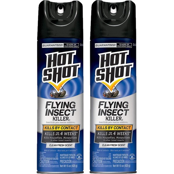 Hot Shot, (Pack of 2 Flying Insect Killer3 (Aerosol), Clean