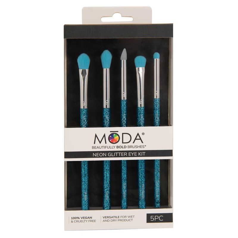 MODA Neon Blue Glitter Face Kit – 5pc Vegan Makeup