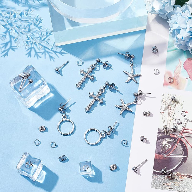 PH PandaHall 300pcs Earrings Post 304 Stainless Steel Earring Stud