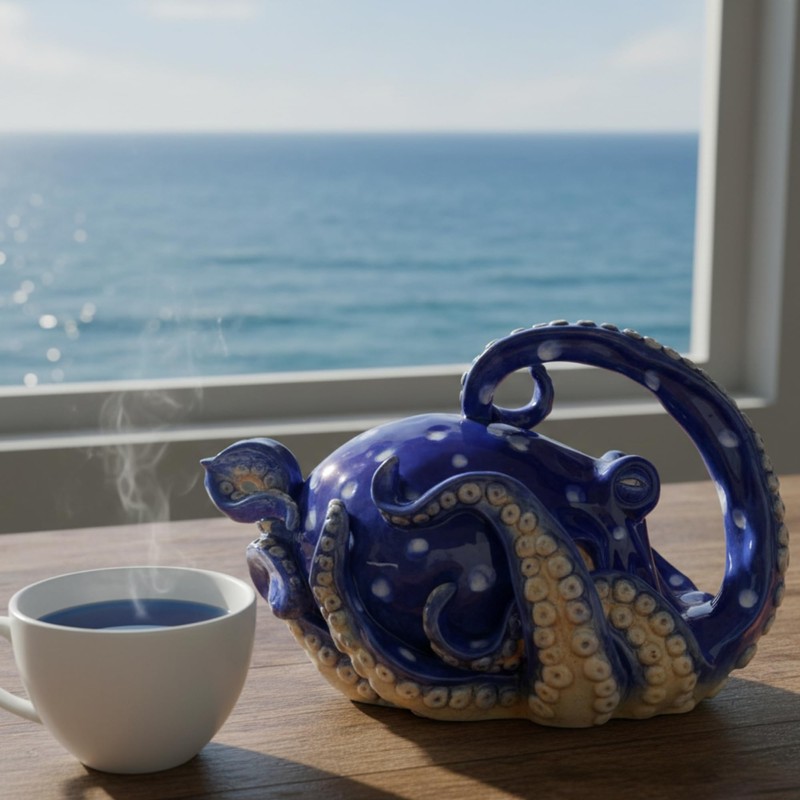 Blue Sky Ceramic 10" x 7" x 6.5" Blue Octopus
