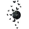FLEXISTYLE modern wall clock Butterflies black acrylic glass high gloss