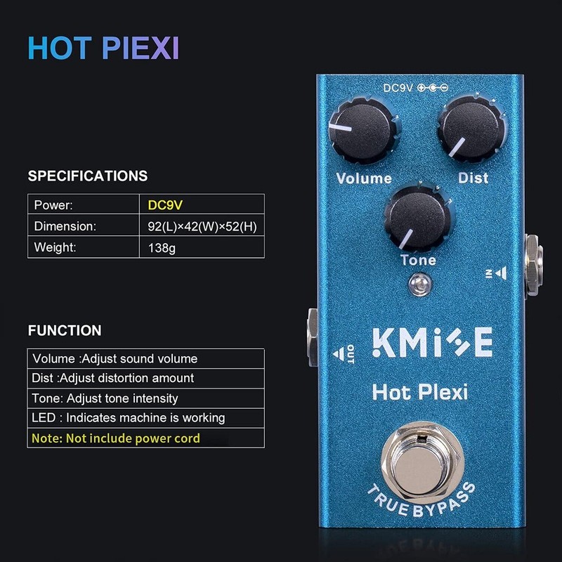 lotmusic Kmise Hot Plexi Electric Guitar Effects Pedal Mini Single