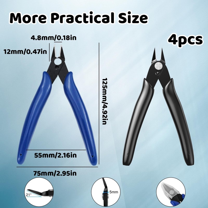 Wire Cutters, Side Cutters, 4 Pack Side Cutters, Wire Cutters