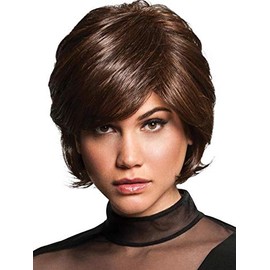 Vintage Volume Wig Color R11S+ GLAZED MOCHA - Hairdo Wigs 5.75" Short Chin Length Feathered Side Swpt Bangs Tru2Life Heat Friendly Synthetic 70s Shag