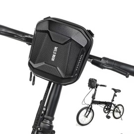 WILD MAN Scooter bag Bike Bag Waterproof Storage Scooter Handlebar bag Front EVA Hard Shell Bike Frame Bag（Black）