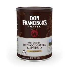 Don Francisco's Premium Colombia Supremo Ground Coffee: Rich, Aromatic 100% Arabica Beans - Family Crafted Flavored Coffee for a Delightful Morning Brew (12 oz Can)