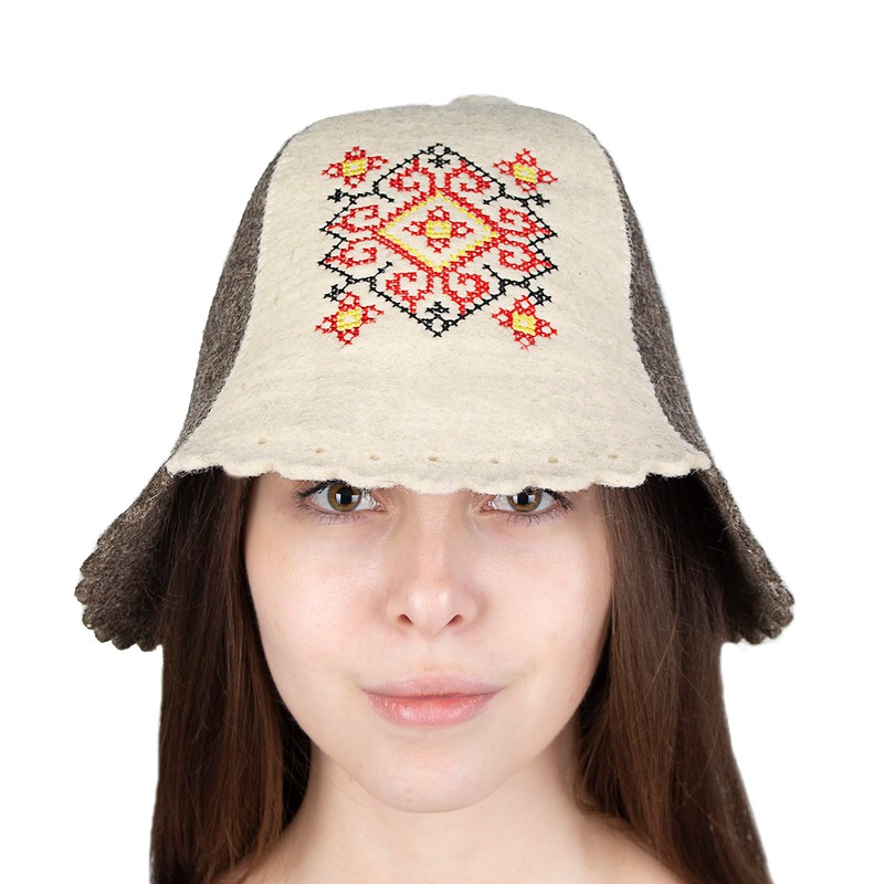 SHSH trade group Ukrainian Wool Sauna Hat Embroidered Ornament Vyshyvanka