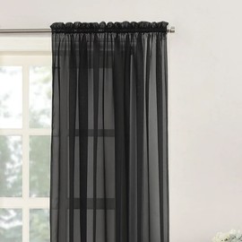 NetCurtainsUK Single Plain Voile Net Curtain Sheer Panels Slot Top Heading (Black, 140cm (55'') Wide x 183cm (72'') Drop), (HMPVP01)