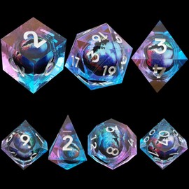 ORUZA 7 Pieces Dragon Eye Polyhedral Resin Game Dice DND Dice Set D&D Dice for Dungeons and Dragons RPG MTG Pathfinder Role Playing Game D4 D6 D8 D10 D% D12 D20