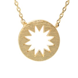 Spinningdaisy Handcrafted Brushed Metal Tri Color Heart Necklace Gold