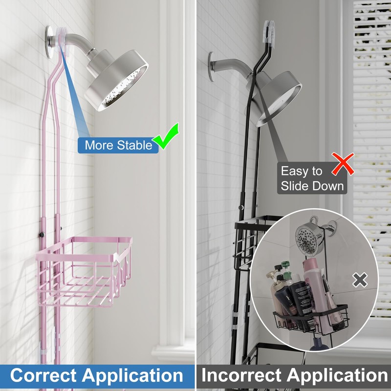 Joqixon Shower Caddy, Upgraded Extended Length Shower Caddy Over Showerhead