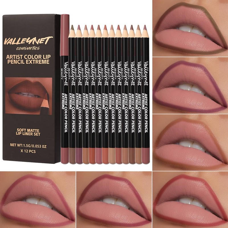 12PCS Lip Liner Pencil Set - Matte Nude Lip Contour