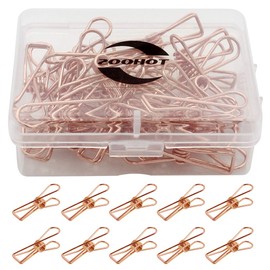 Zoohot Pack of 25 Rose Gold Small Metal Clips - Multi-Purpose Clothesline Utility Clips
