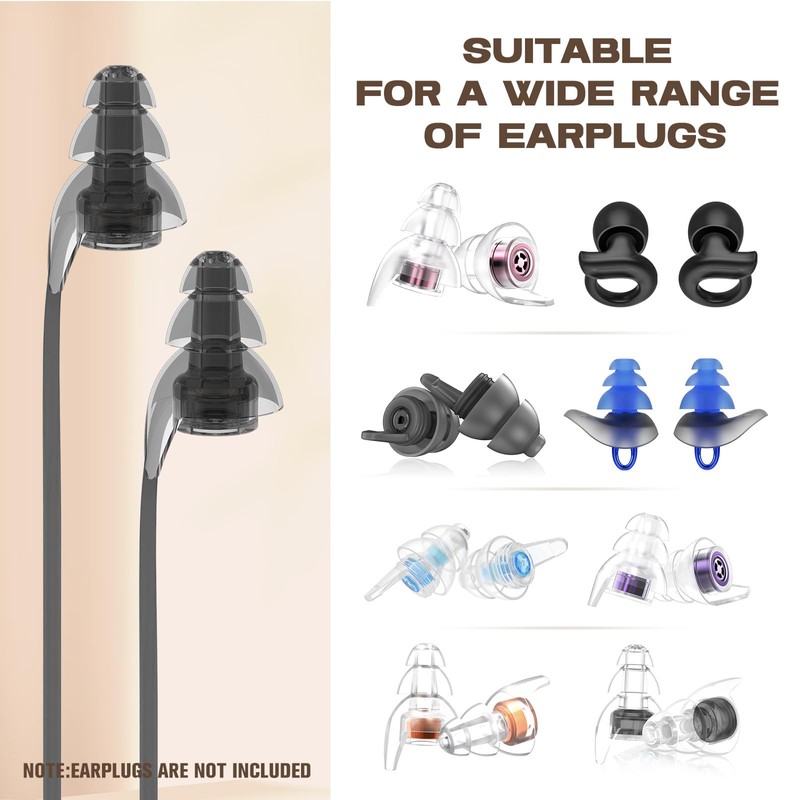 Hearprotek [2 pcs] Earplugs Connector Cord, Earplug Lanyard, Replaceable Silicone