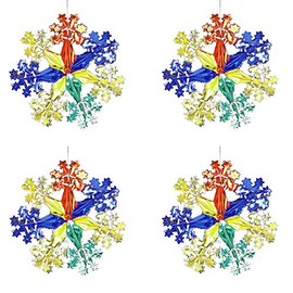 Widdle Wonderland Multi Colour Christmas 2 Tone Foil Ceiling Decorations - Set 4 40cm Star Snowflakes