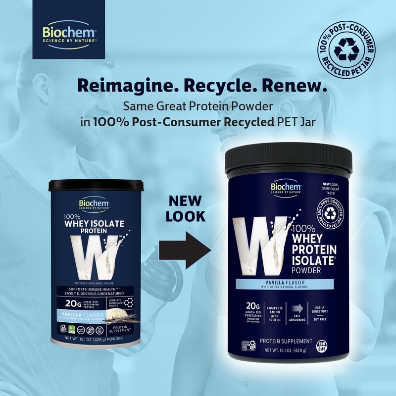 Biochem 100% Whey Isolate Protein - Vanilla Flavor - 15.1