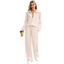 XIEERDUO Womens Fall Fashion 2024 Lounge Sets Sweatshirt Sweatpants Set Apricot S