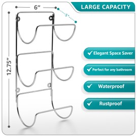 Sorbus Towel Holder for Bathroom Wall - 6 Level Wall Mounted Towel Rack Shelves for Rolled Bath Towels, Washcloths, Linen - Silver Hanging Towel Racks for Bathroom, Spa, Salon, Towel Storage Organizer