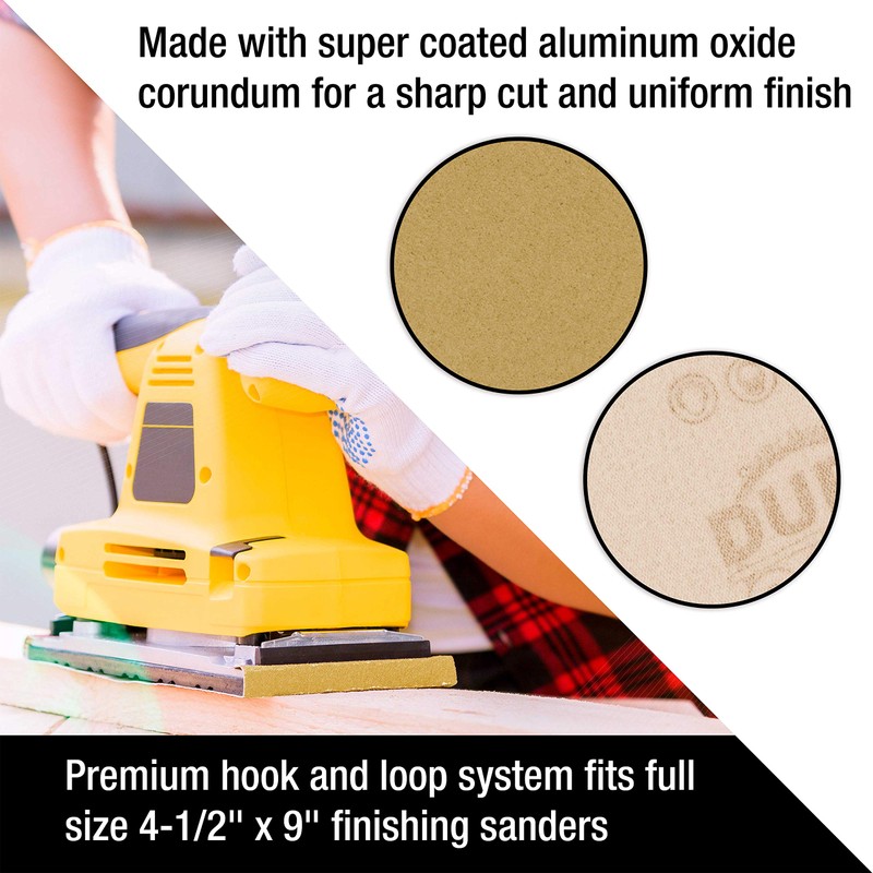 Dura-Gold Premium 1/2 Sheet Gold Sandpaper Sheets, 600 Grit (Box