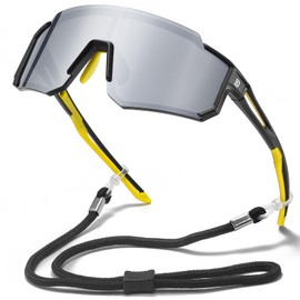 DUCO Polarized Kids Sunglasses Youth Sports Cycling Shades Lightweight Frame UV400 Child Boys Girls Baseball SunGlasses DK310 (Black Frame Yellow Temple Mirror Lens)