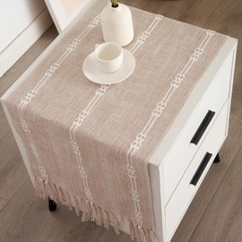 Hpxrom Rustic Small Boho Light Coffee Linen Style Table Runner 14x36 Inches