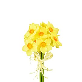 FloristryWarehouse Faux Silk Yellow Orange Mini Daffodil 7 Stem Bundle 27cm/11 Inches