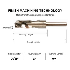 Narwhal 7/8 Inch Cobalt Drill Bits (Industrial Grade M35 Cobalt) 1/2" Shank & 6" Length & 135 Degree Split Point for Drilling Into Metal, Hardened & Stainless Steel, Cast Iron, & More!