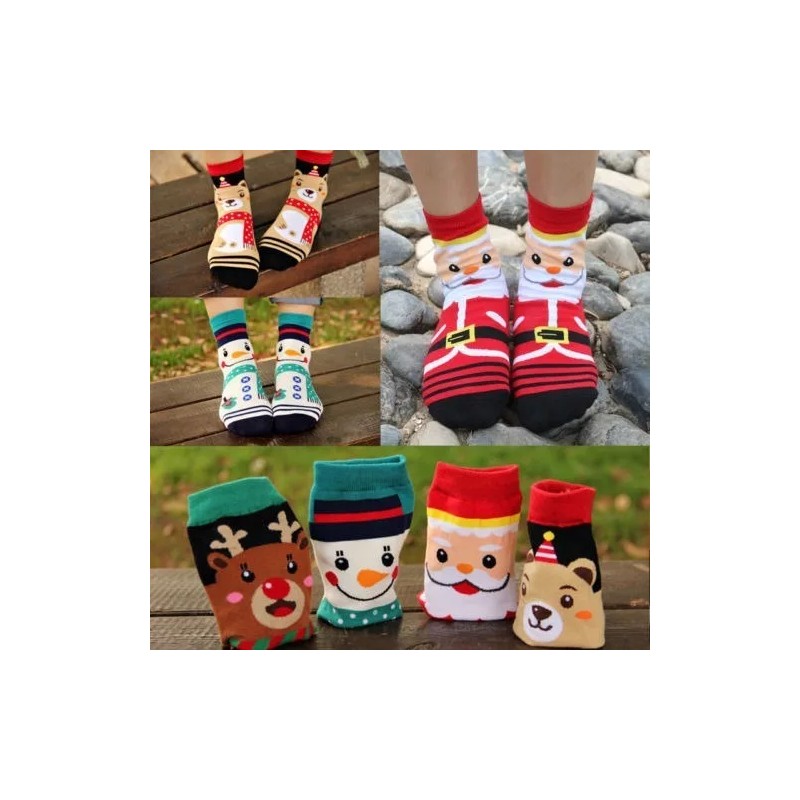 Patry Deluxe Paq 4x Calcetin Figuras Navideñas Santa, Reno, Pinguno,