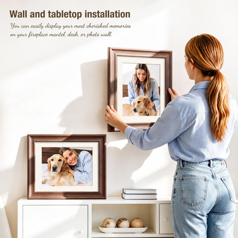 PEALSN 11x14 Picture Frame, Real Glass, Displays 8x10 Photo with
