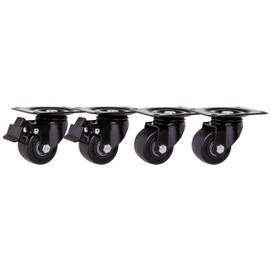 2-1/2" Caster Set of 4 | Low Profile with Heavy-Duty Wheels and Total-Lock Brake