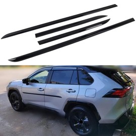 L2R Glossy Black Exterior Side Door Body Molding Bump Protector Edge Stripe Decorative Cover Trim 4pcs for Toyota RAV4 2019 2020 2021 2022 2023 2024