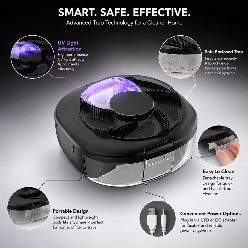 Rechargeable Electric Fly Trap for Indoor Pest Control – USB