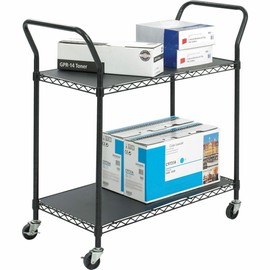 Safco 5337BL Wire Utility Cart with 2 Shelves, Rated up to 400 lbs, Black