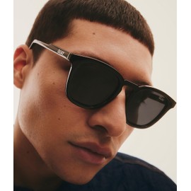 Quay - Mens Sunglasses, Polarized Round Lenses with UV Protection (Jackpot, Black)