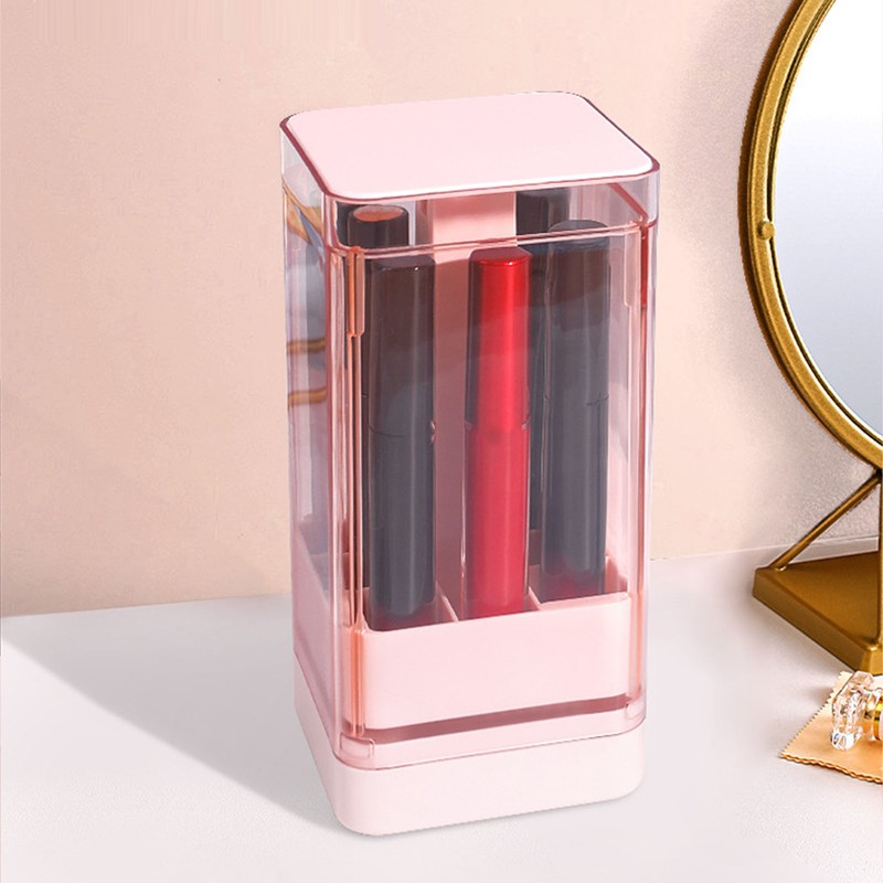 Lipstick Holder Auto Lifting Dustproof Large Capacity Transparent Window Lipstick