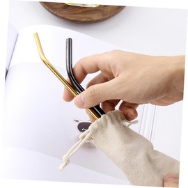 VILLFUL 15pcs Cotton Drawstring Storage Pouch Eco-friendly Beige Bags for Straws Cutlery and Kitchenware Household Organizers for Home and Restaurant Use