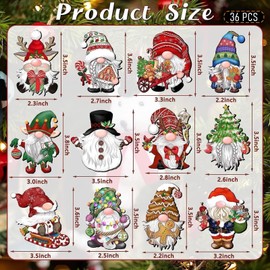 EDLMKM 36Pcs Christmas Ornament Decorations, Christmas Hanging Ornaments Tree Decorations, Xmas Tree Decor, Gnomes Pendant, for DIY Crafts Christmas Holiday Trees Decorate (2)