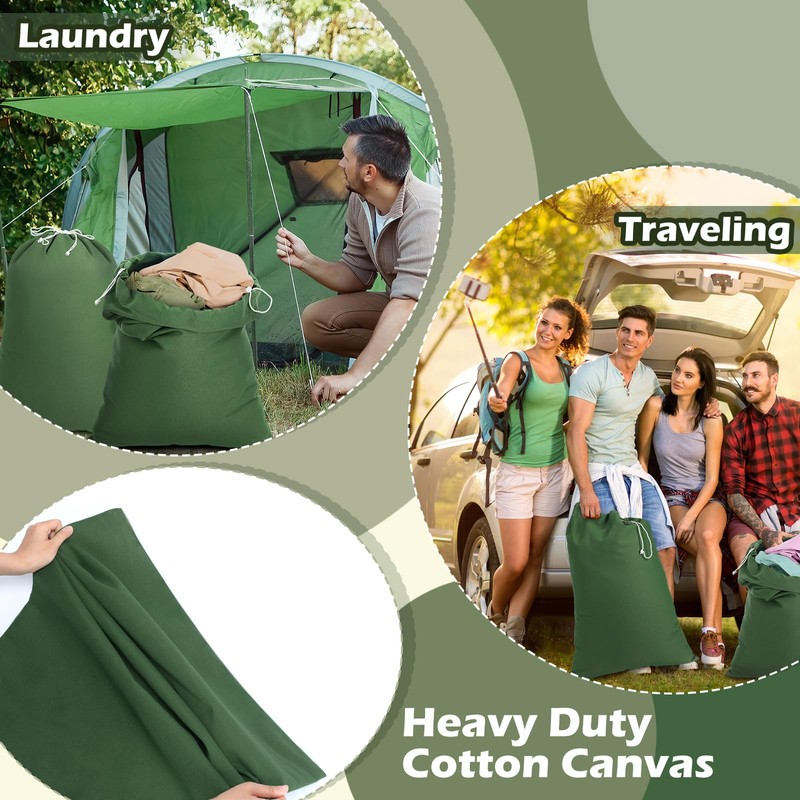 Locmeo 4 Pack Army Laundry Bags Military Cotton Laundry Bag