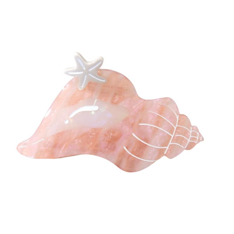 Fantasy Pink Conch Hair Clips,Novelty Acetate Sea Hair Clip,Small Claw
